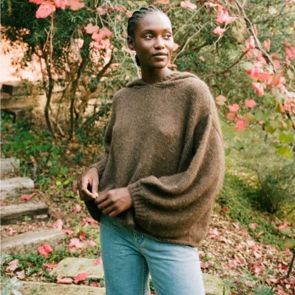 Christy Dawn — Brown Agnes alpaca knit sweater in walnut